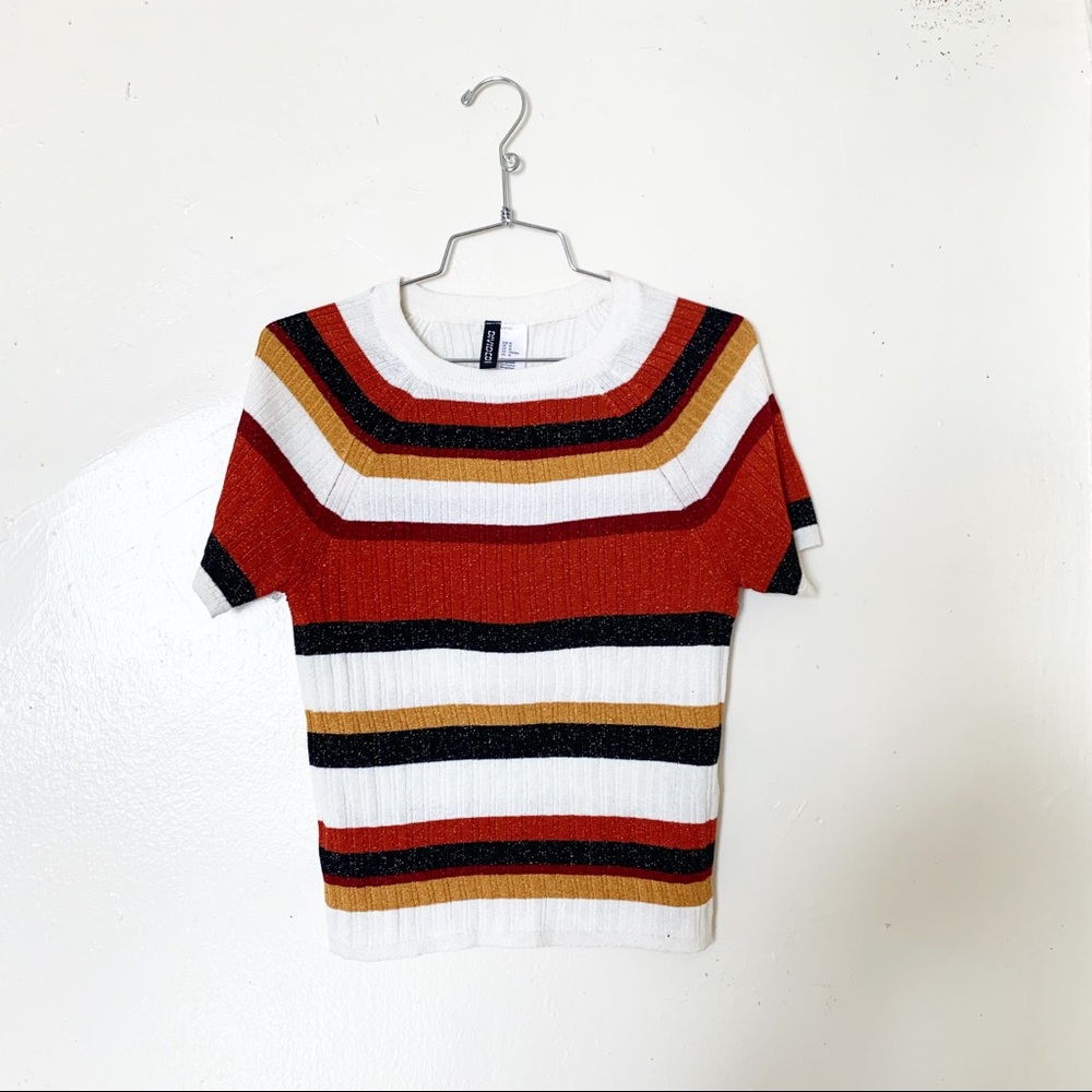 H&M striped shimmer/lurex t-shirt